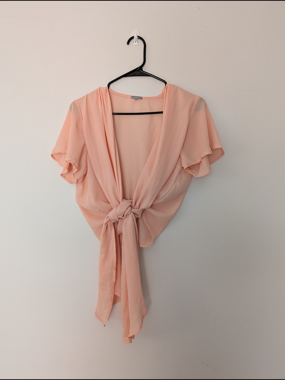 Peach Tie-Front Chiffon Top - Women